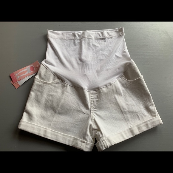 NWT Liz Lange Maternity White Jean Shorts Sz XS - Picture 6 of 6